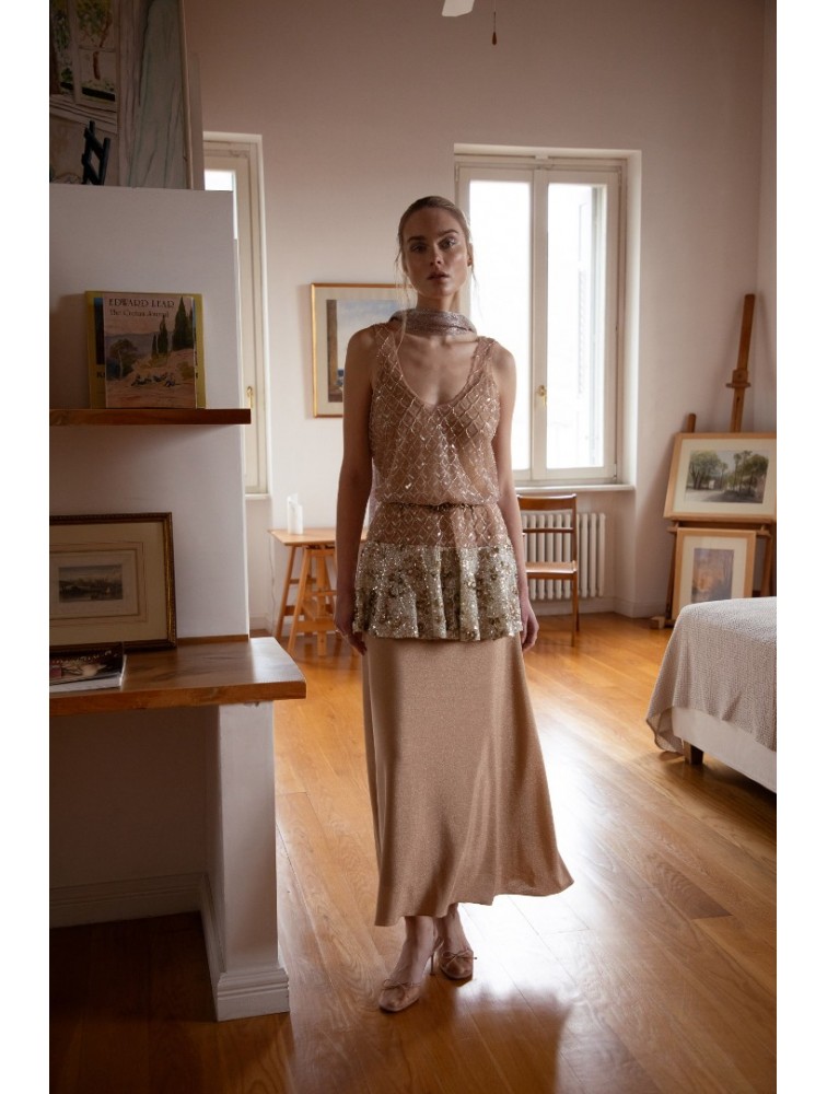 NIDODILEDA Drift Dress Sparkly Thread Gold