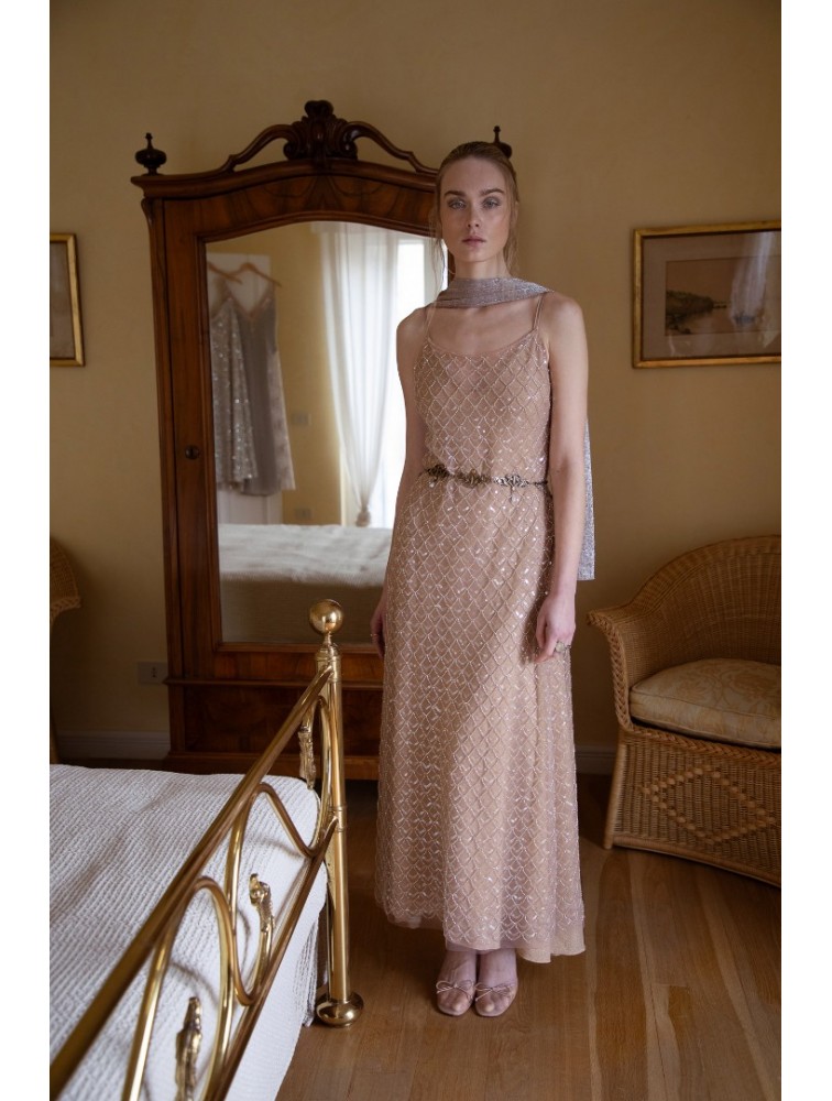 NIDODILEDA Drift Dress Sparkly Thread Gold