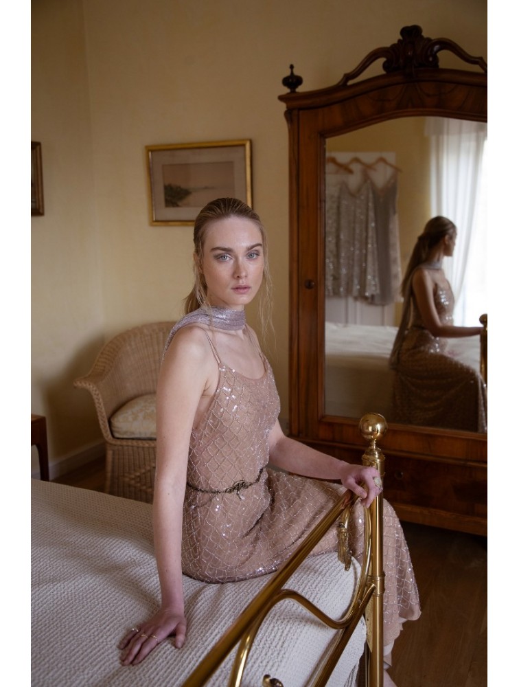 NIDODILEDA Drift Dress Sparkly Thread Gold