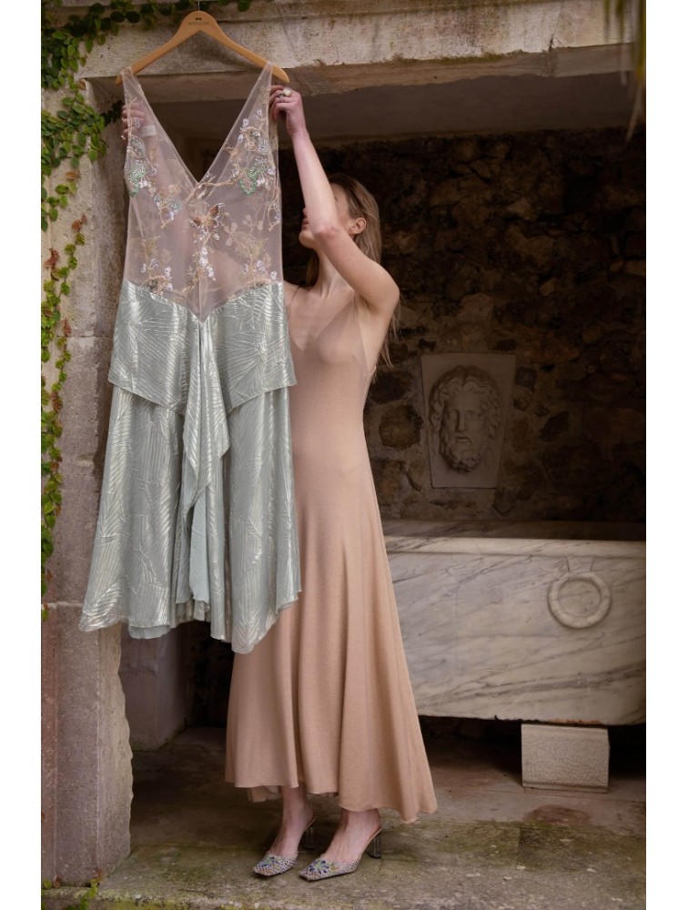 NIDODILEDA Drift Dress Sparkly Thread Gold