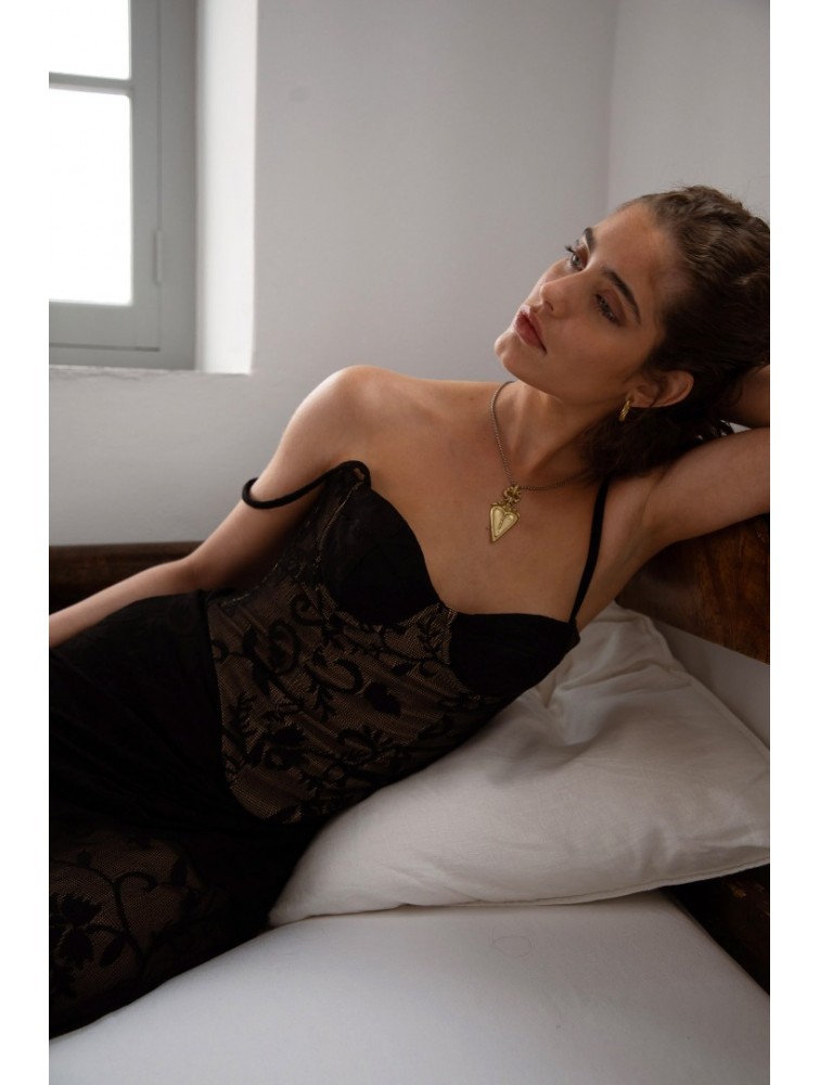 NIDODILEDA Edge Bustier Embroidered Tulle
