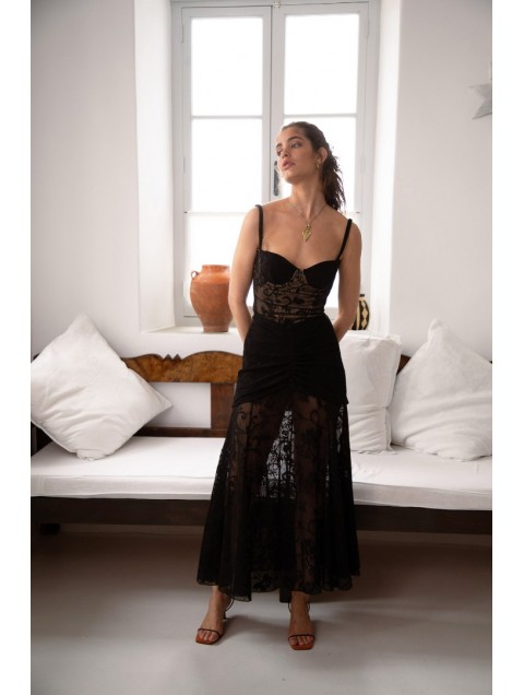 NIDODILEDA Edge Bustier Embroidered Tulle