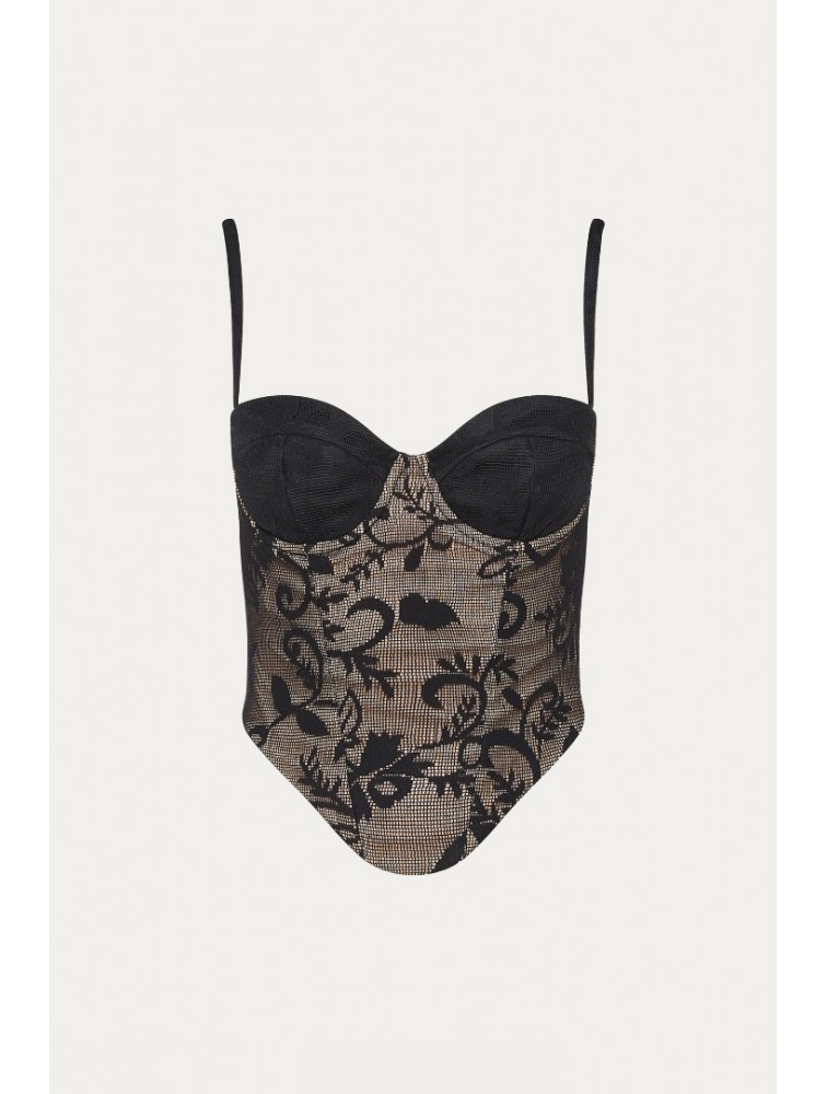 NIDODILEDA Edge Bustier Embroidered Tulle