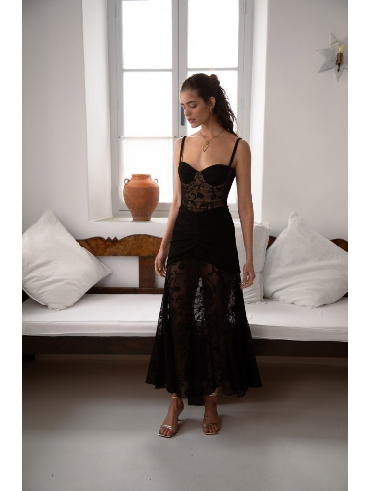 NIDODILEDA Edge Bustier Embroidered Tulle