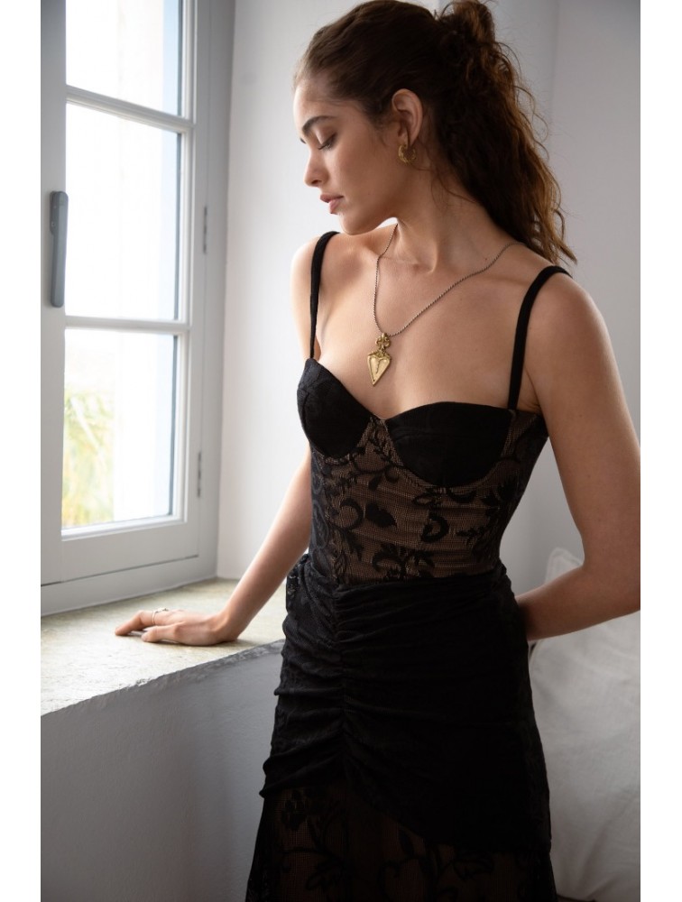 NIDODILEDA Edge Bustier Embroidered Tulle