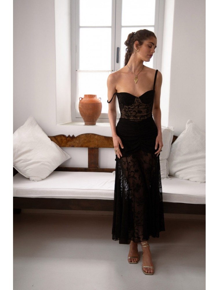 NIDODILEDA Edge Skirt Embroidered Tull