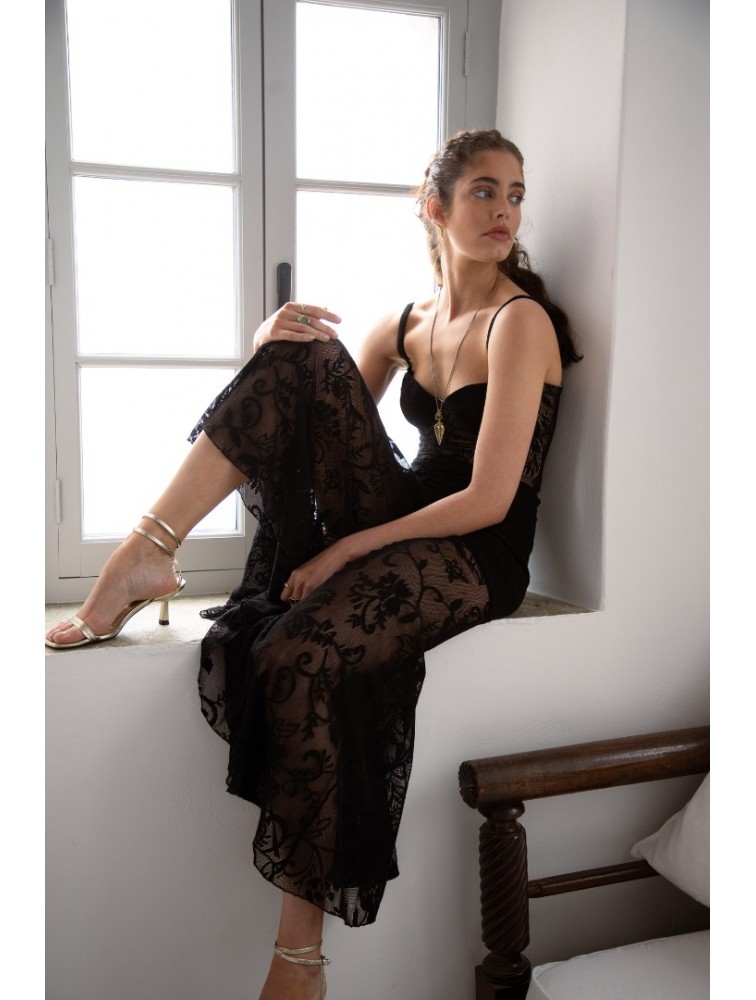 NIDODILEDA Edge Skirt Embroidered Tull