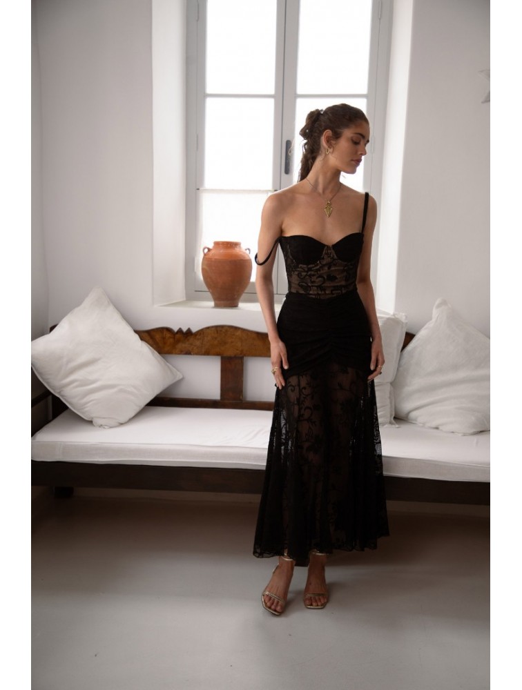 NIDODILEDA Edge Skirt Embroidered Tull