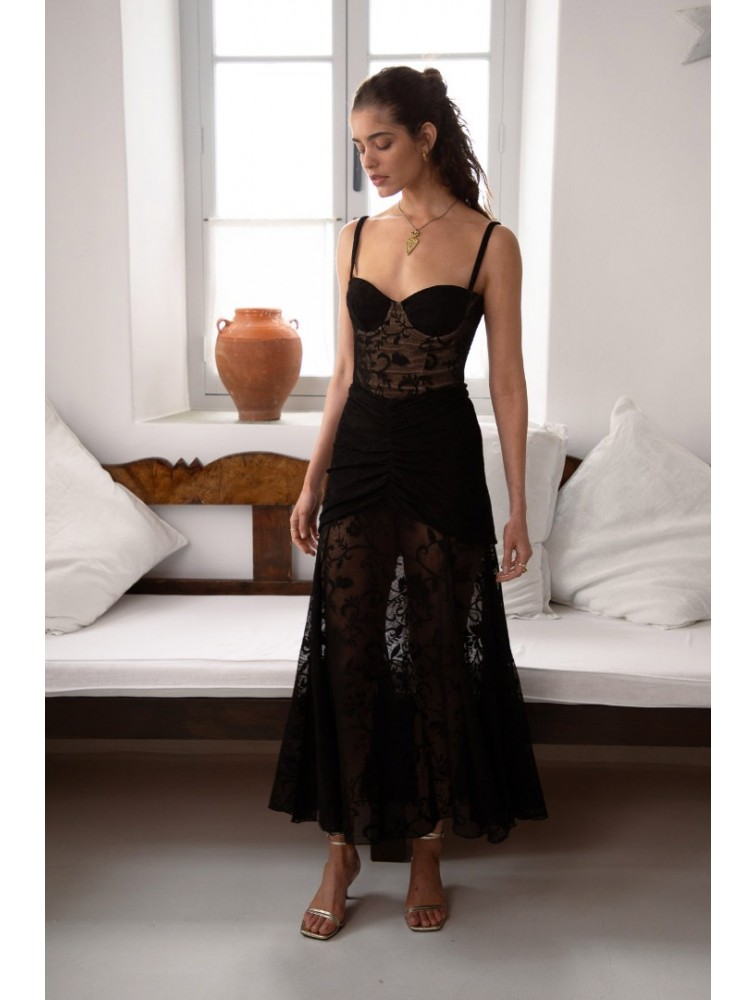 NIDODILEDA Edge Skirt Embroidered Tull