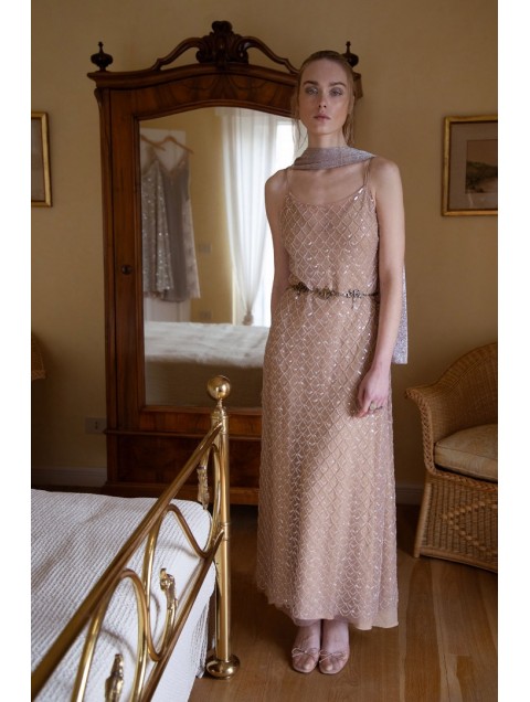 NIDODILEDA Elevation Dress Bead Embroidered Sequined Semi-sheer 