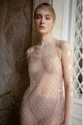NIDODILEDA Elevation Dress Bead Embroidered Sequined Semi-sheer