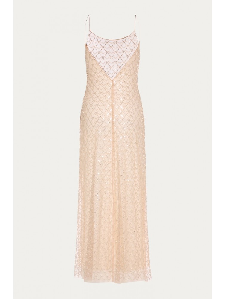 NIDODILEDA Elevation Dress Bead Embroidered Sequined Semi-sheer