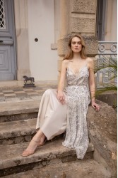 NIDODILEDA Elsewhere Dress Sequined Net Over Satin