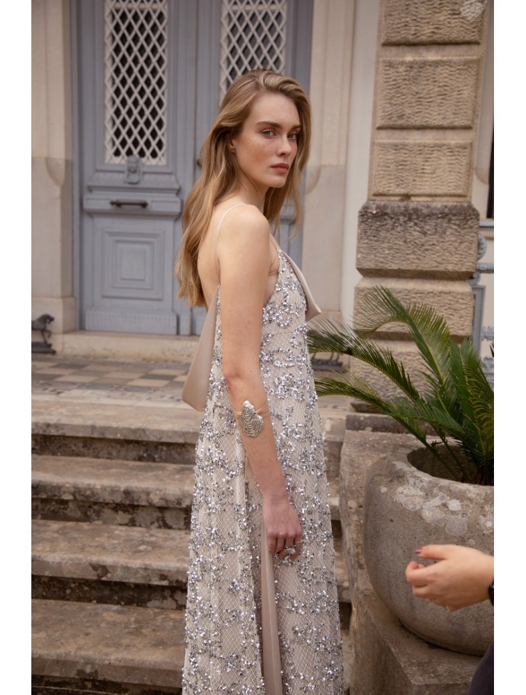 NIDODILEDA Elsewhere Dress Sequined Net Over Satin