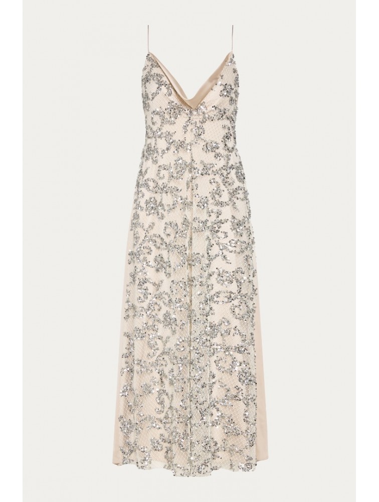 NIDODILEDA Elsewhere Dress Sequined Net Over Satin