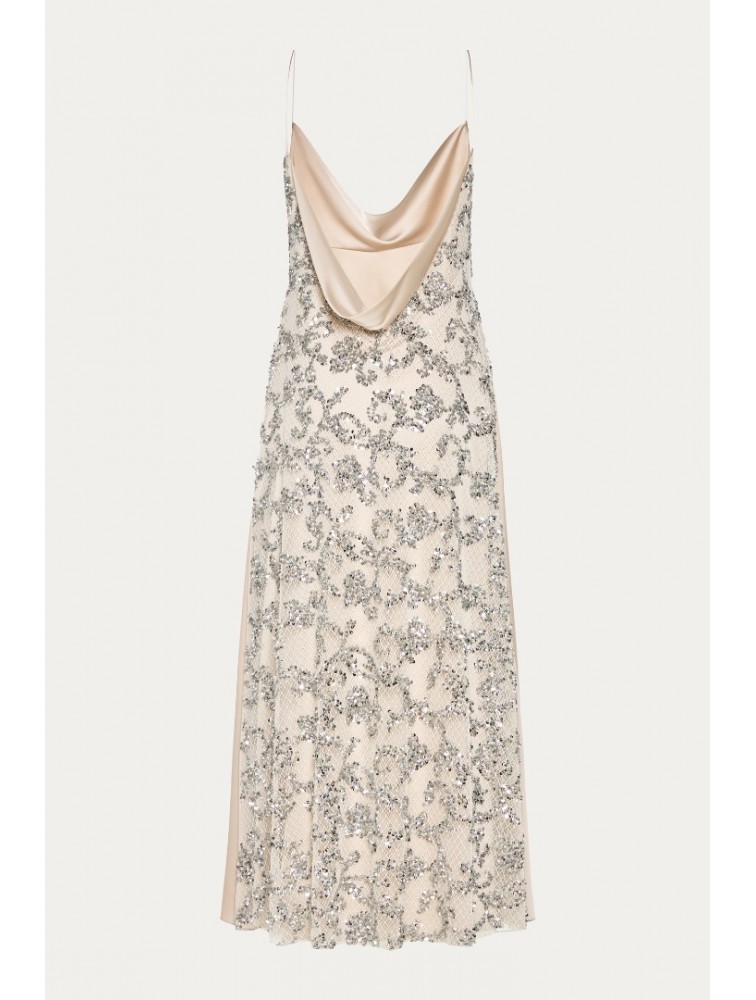 NIDODILEDA Elsewhere Dress Sequined Net Over Satin