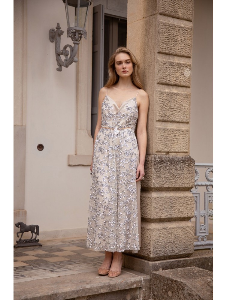 NIDODILEDA Elsewhere Dress Sequined Net Over Satin