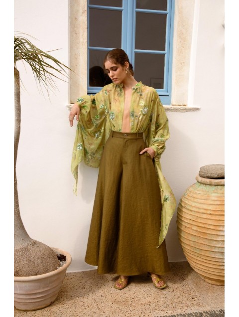 NIDODILEDA Elvir Pants High Waist Ψηλόμεση Χακί Παντελόνα