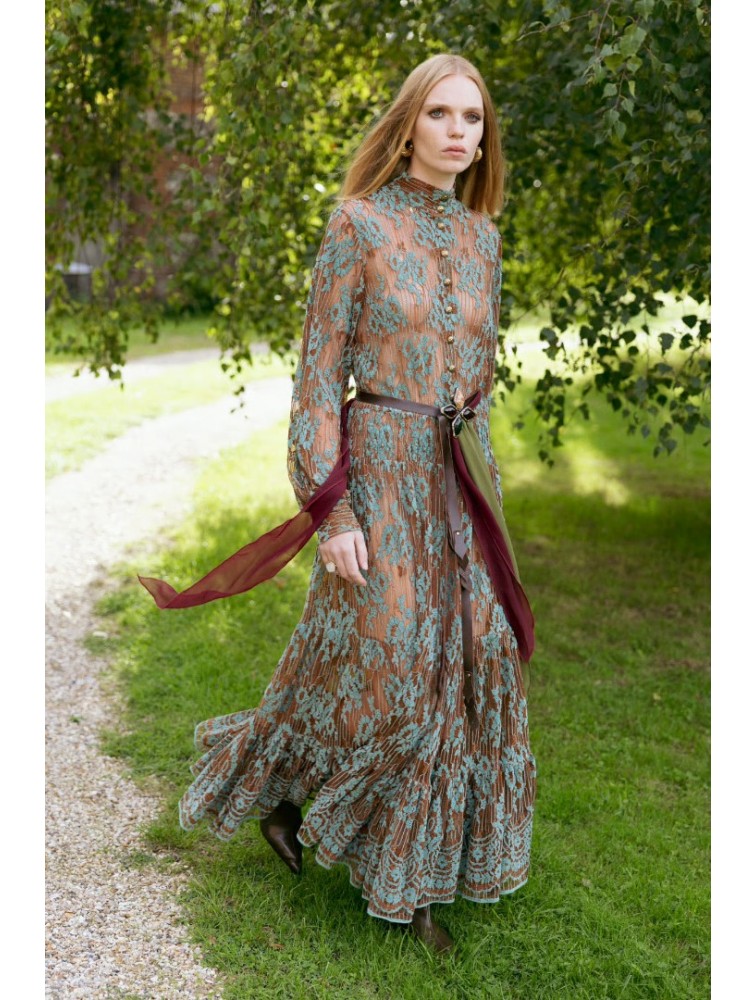 NIDODILEDA Eve Dress Knitted Lace Brown Veraman Καφέ Κεντητό Φόρεμα