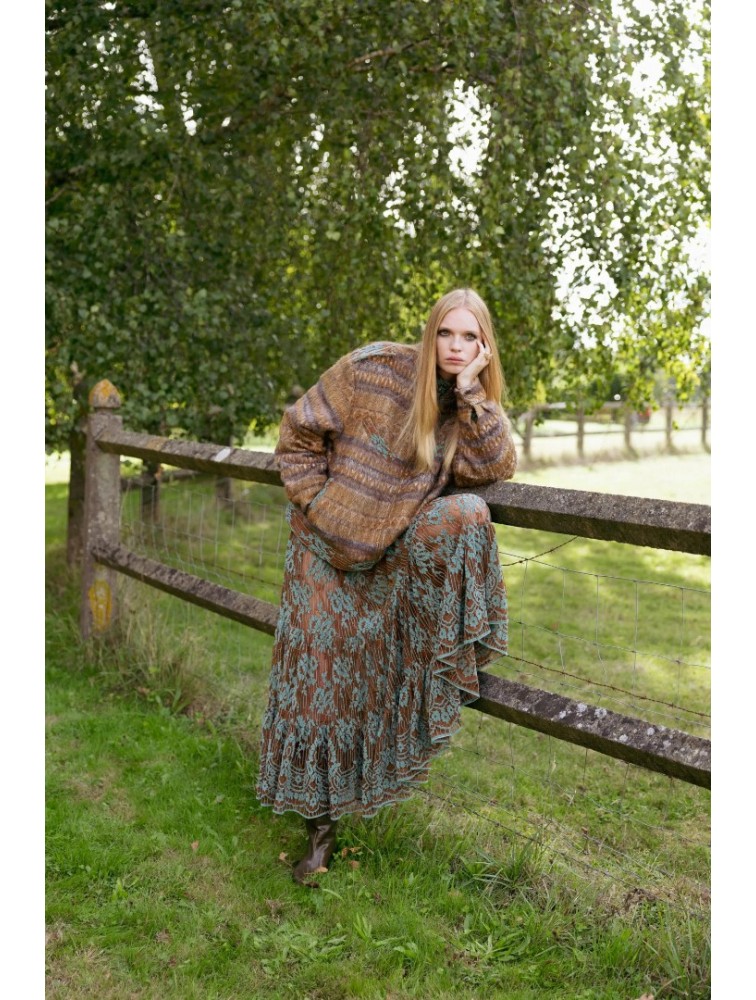 NIDODILEDA Eve Dress Knitted Lace Brown Veraman Καφέ Κεντητό Φόρεμα