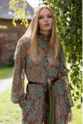NIDODILEDA Eve Dress Knitted Lace Brown Veraman Καφέ Κεντητό Φόρεμα