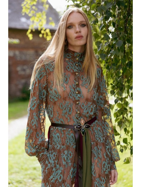 NIDODILEDA Eve Dress Knitted Lace Brown Veraman Καφέ Κεντητό Φόρεμα