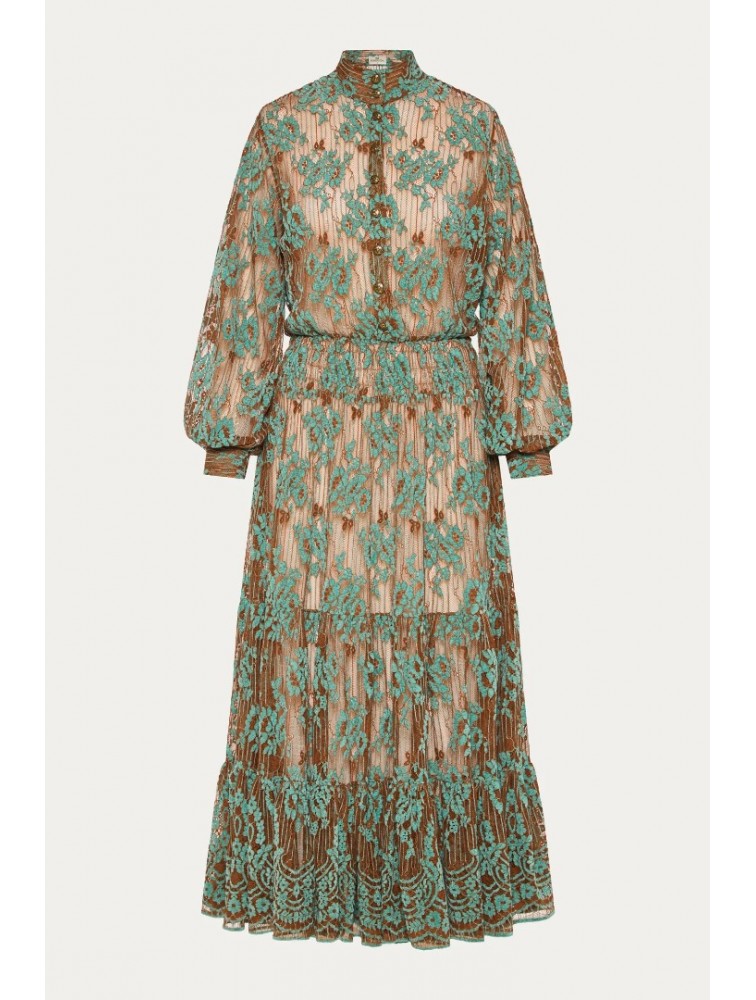 NIDODILEDA Eve Dress Knitted Lace Brown Veraman Καφέ Κεντητό Φόρεμα