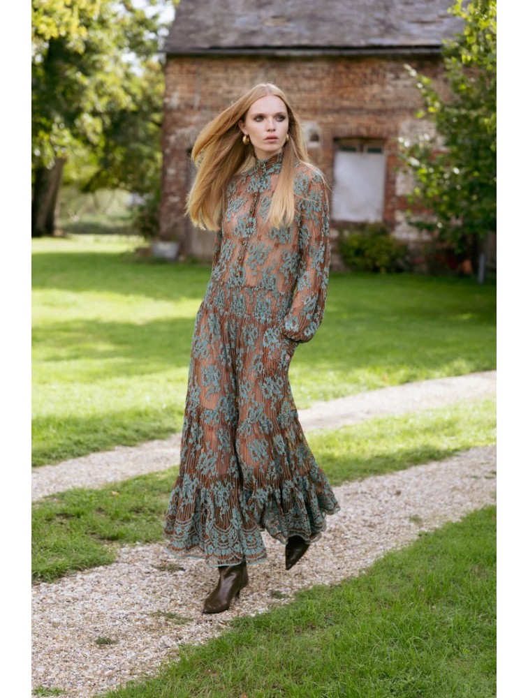 NIDODILEDA Eve Dress Knitted Lace Brown Veraman Καφέ Κεντητό Φόρεμα