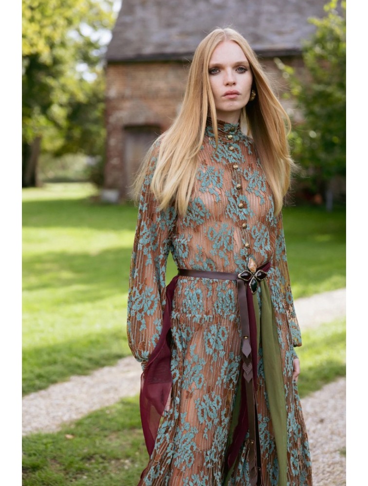 NIDODILEDA Eve Dress Knitted Lace Brown Veraman Καφέ Κεντητό Φόρεμα