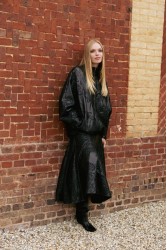 NIDODILEDA Felicity Bomber Jacket Embossed Vegan Leather Black Μαύρο Κεντητό Τζάκετ