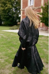 NIDODILEDA Felicity Bomber Jacket Embossed Vegan Leather Black Μαύρο Κεντητό Τζάκετ