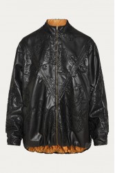 NIDODILEDA Felicity Bomber Jacket Embossed Vegan Leather Black Μαύρο Κεντητό Τζάκετ