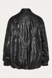 NIDODILEDA Felicity Bomber Jacket Embossed Vegan Leather Black Μαύρο Κεντητό Τζάκετ