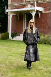 NIDODILEDA Felicity Bomber Jacket Embossed Vegan Leather Black Μαύρο Κεντητό Τζάκετ