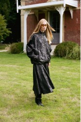 NIDODILEDA Felicity Bomber Jacket Embossed Vegan Leather Black Μαύρο Κεντητό Τζάκετ