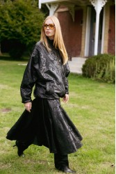 NIDODILEDA Felicity Bomber Jacket Embossed Vegan Leather Black Μαύρο Κεντητό Τζάκετ