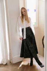 NIDODILEDA Felicity Skirt Embossed Vegan Leather Black Μαύρη Κεντητή Φούστα