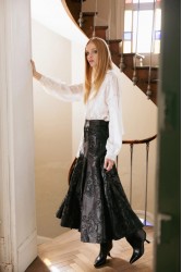NIDODILEDA Felicity Skirt Embossed Vegan Leather Black Μαύρη Κεντητή Φούστα
