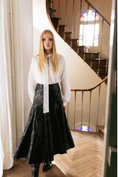 NIDODILEDA Felicity Skirt Embossed Vegan Leather Black Μαύρη Κεντητή Φούστα
