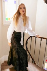 NIDODILEDA Felicity Skirt Embossed Vegan Leather Black Μαύρη Κεντητή Φούστα
