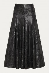 NIDODILEDA Felicity Skirt Embossed Vegan Leather Black Μαύρη Κεντητή Φούστα