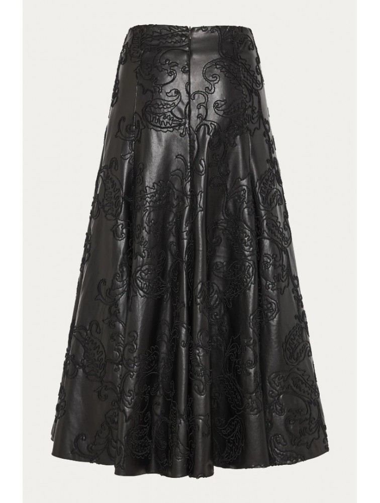 NIDODILEDA Felicity Skirt Embossed Vegan Leather Black Μαύρη Κεντητή Φούστα