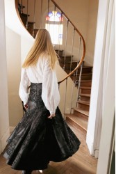 NIDODILEDA Felicity Skirt Embossed Vegan Leather Black Μαύρη Κεντητή Φούστα