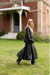NIDODILEDA Felicity Skirt Embossed Vegan Leather Black Μαύρη Κεντητή Φούστα