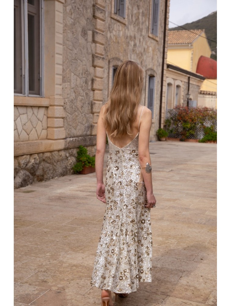 NIDODILEDA Field Dress Beaded Sequined Floral