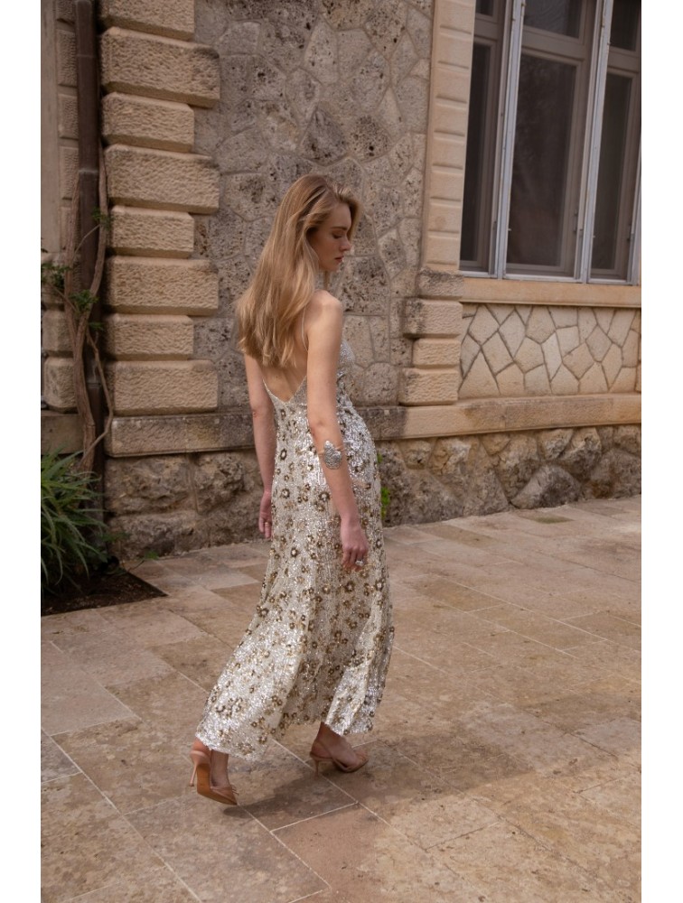 NIDODILEDA Field Dress Beaded Sequined Floral