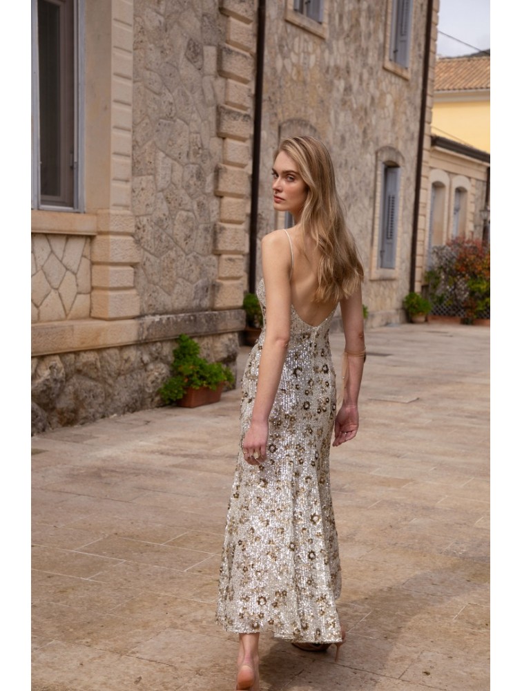 NIDODILEDA Field Dress Beaded Sequined Floral