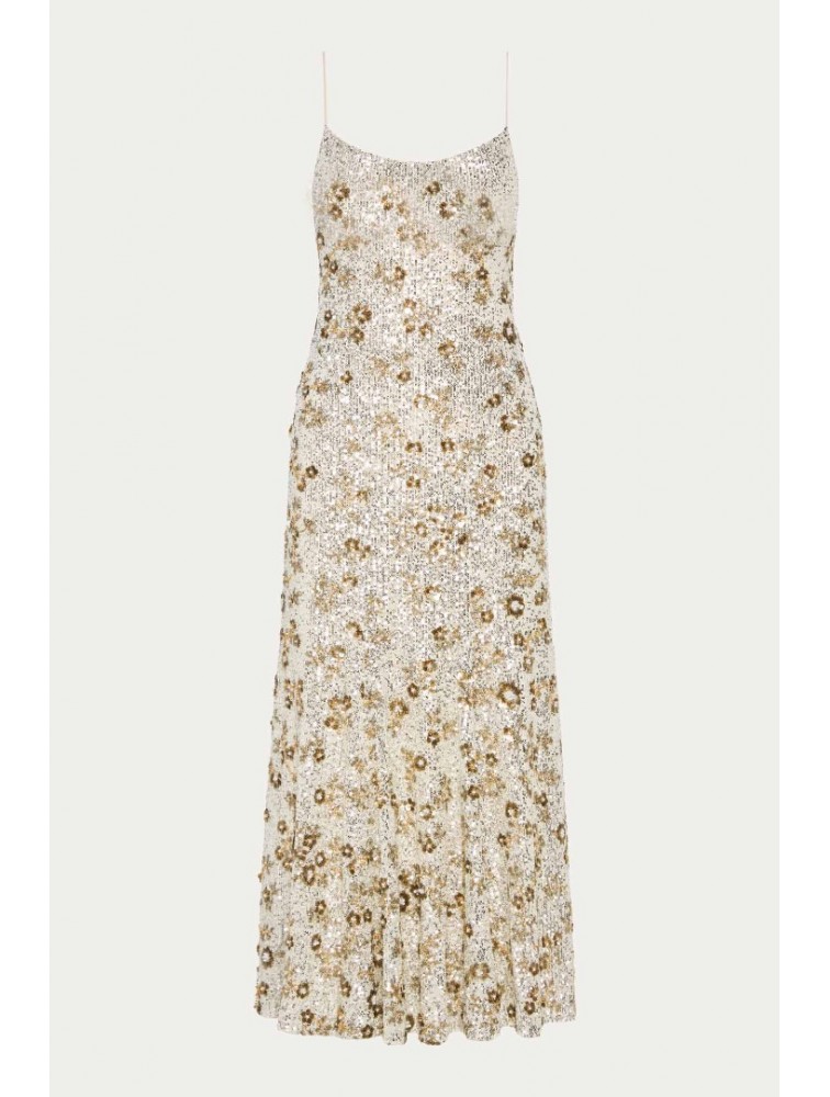 NIDODILEDA Field Dress Beaded Sequined Floral
