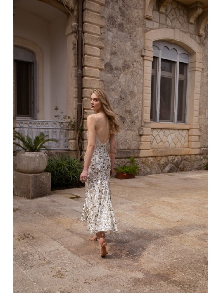 NIDODILEDA Field Dress Beaded Sequined Floral