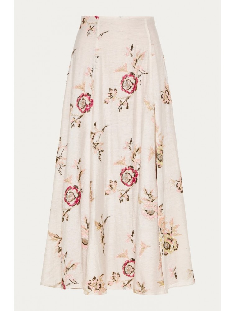 NIDODILEDA Flow Skirt Floral Beaded Slitted Φλοράλ Φούστα